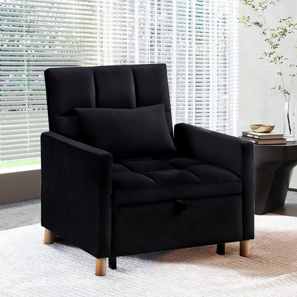 Ebern Designs Emmabeth 31.5'' Wide Velvet Sleeper Sofa Single Sofa Bed